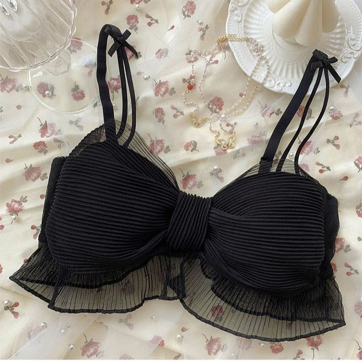 Cute Stylish Bow Style Padded Soft Adjustable Straps Back Closure Bra set